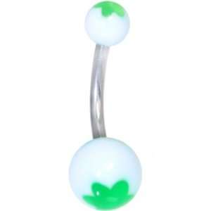  Green Flower Belly Button Ring Jewelry