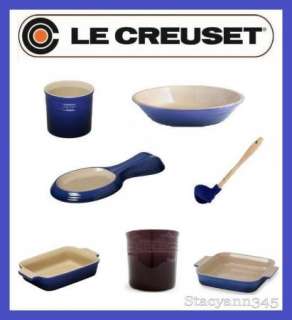 NEW Le CREUSET Cobalt BLUE,Purple CASSIS Stoneware large Utensil jar 