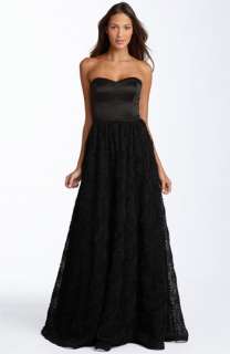 Adrianna Papell Strapless Rosette Ball Gown  
