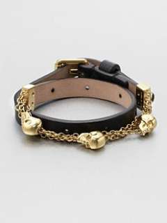 Alexander McQueen   Leather & Skull Link Chain Double Wrap Bracelet