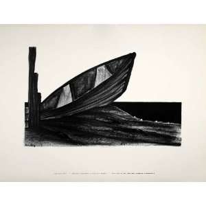  1954 Lithograph Florsheim Nautical Modern Art Beached Boat 