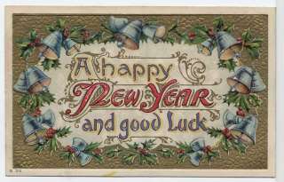 New Year Postcard Lettered Verse Happy NY & Good Luck  