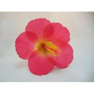  Small Pink Hibiscus Flower Hair Clip 
