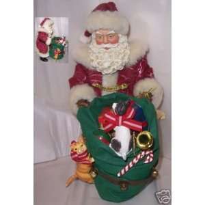 Kurt Adler Fabriche Santa Claus with Bag & Cats