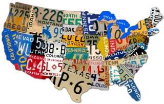 License Plate Map of the United States heavy metal sign  