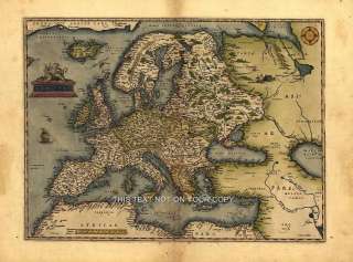 NEW Europe Evropae Antique Map Abraham Ortelius Reproduction Old 