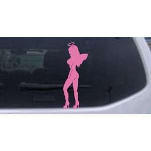Pink 5.5in X 15in    Sexy Angel Girl Car Window Wall Laptop Decal 