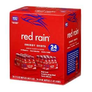 Red Rain Energy Shot, Berry Flavor, 2 Ounce Bottles (Pack of 24)