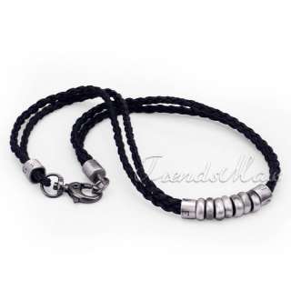 20 Mens Metal Rings Leather Rope Necklace Chain LP100  