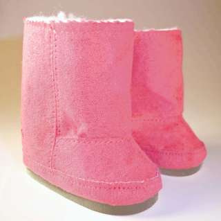 Doll Clothes fit 18 American Girl * Pink Suede Sherpa Boots Rose 