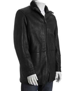 Andrew Marc black lambskin shearling zip front jacket   up to 