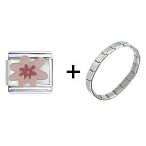  Pink Flower Italian Charm Bracelet Pugster Jewelry