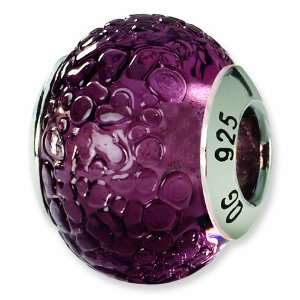    Sterling Silver Reflections Purple Italian Murano Bead: Jewelry