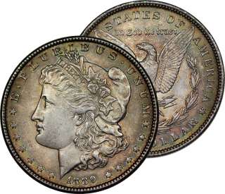 1889 MORGAN DOLLAR SILVER COIN ORIGINAL TONED CHOICE BU  