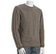 Corneliani dark beige cable wool cashmere crewneck sweater  BLUEFLY 