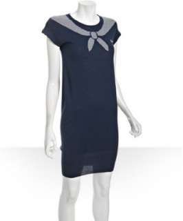 Fred Perry french navy cotton tromp loeil knit dress   up to 