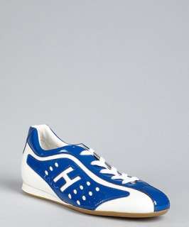 Hogan cobalt perforated patent leather sneakers