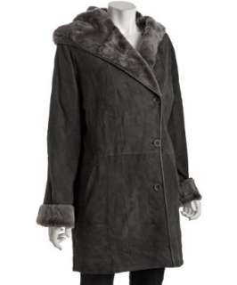 Jekel dark grey lambskin Courtney hooded shearling coat   up 