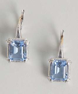 Judith Ripka blue quartz and silver heart prong earrings   up 