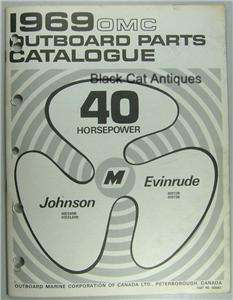 1969 OMC Outboard Parts Catalog Evinrude Johnson 40 HP  