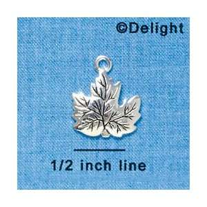  C3266 ctlf   Large Silver Leaf   Silver Plated Charm