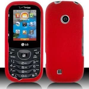  LG VN251 Cosmos 2 Rubber Red Case Cover Protector (free 