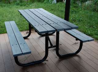   Plastic Lumber Portable Picnic Table 6 Outdoor Furniture Teal/Black