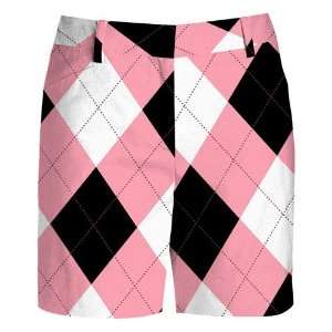  Loudmouth Golf Womens Long Shorts   Pink & Black: Sports 
