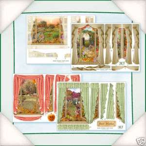 Flower Soft WINDOW AUTUMN CARD TOPPER 3D Cut Outs Paper  