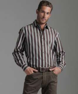Robert Graham brown paisley stripe cotton Watts shirt   up 