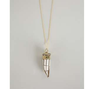 Soixante Neuf white and gold Horn pendant necklace