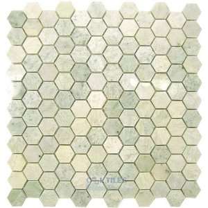 Marble mosaic tile hexagon ming green polished 12 x 12 