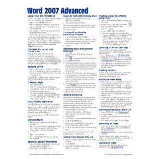  Microsoft Word 2007 Advanced Quick Reference Guide (Cheat 