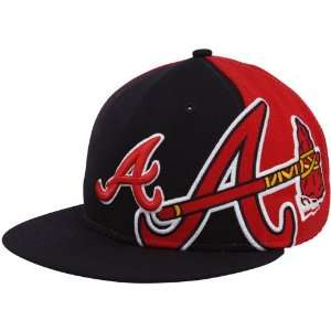 New Era Atlanta Braves Navy Blue Red Side Fill 59FIFTY Fitted Hat (7 5 