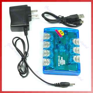 Multi Color 7 Port LED USB 2.0 Hub + AC Power Adapter  