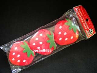 Set of 3 Strawberry Accessory Case Plastic Container Box Red New FREE 