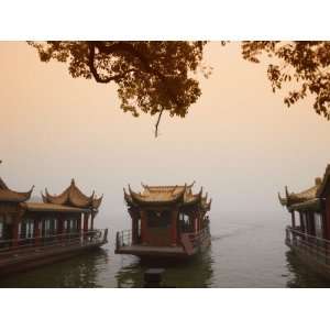 China, Zhejiang Province, Hangzhou, Boats on the West Lake 