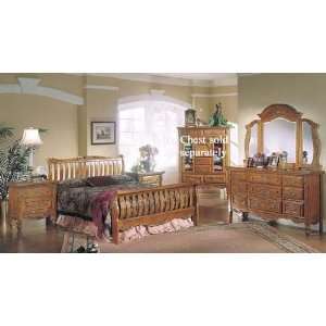    4pc Queen Size Sleigh Bedroom Set Oak Finish: Home & Kitchen