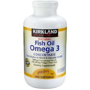  Kirkland Natural Fish Oil Omega 3 Concentrate, 400 Count 