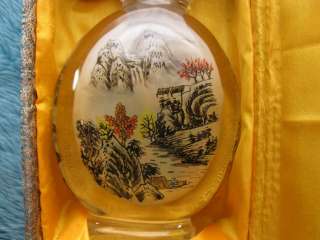   Oriental Reverse Painting Boat Perfume Snuff Scent Glass Bottle Box