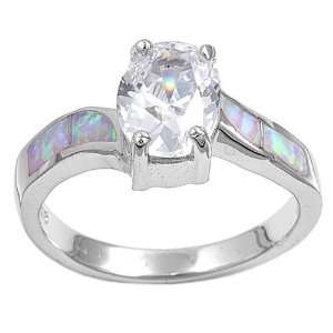  Sterling Silver Lab Created Opal Ring   3mm Band Width 