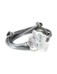 Accessories & Beyond Silver Leather Silver Flower Wrap Bracelet