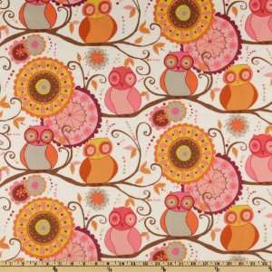   Owl Friends Blossom Pink Fabric By The Yard Arts, Crafts & Sewing