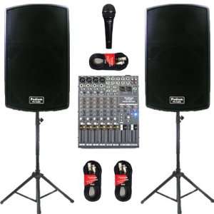 New Karaoke PA DJ Band 15 Pro Audio Powered Active 1800 Watt Speakers 