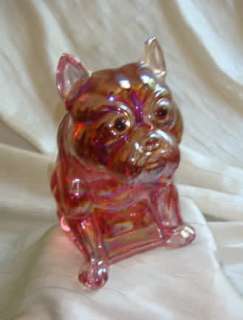 This lovely Pink Carnival Solid Glass Bulldog Doorstop is incredible.