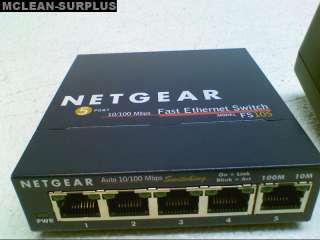   used but working Netgear FS105 Fast Ethernet 5 Port Switch 10/100Mbps