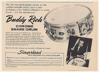 1972 Buddy Rich Slingerland Chrome Snare Drum Print Ad  