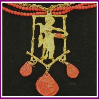 Vintage Signed Alice Caviness Necklace w/ Coral