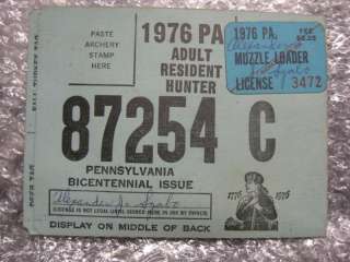 Vintage 1976 PA Pennsylvania Adult Hunting License  