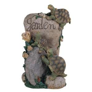   Polyresin Three Turtles On Garden Stone Plaque Statue